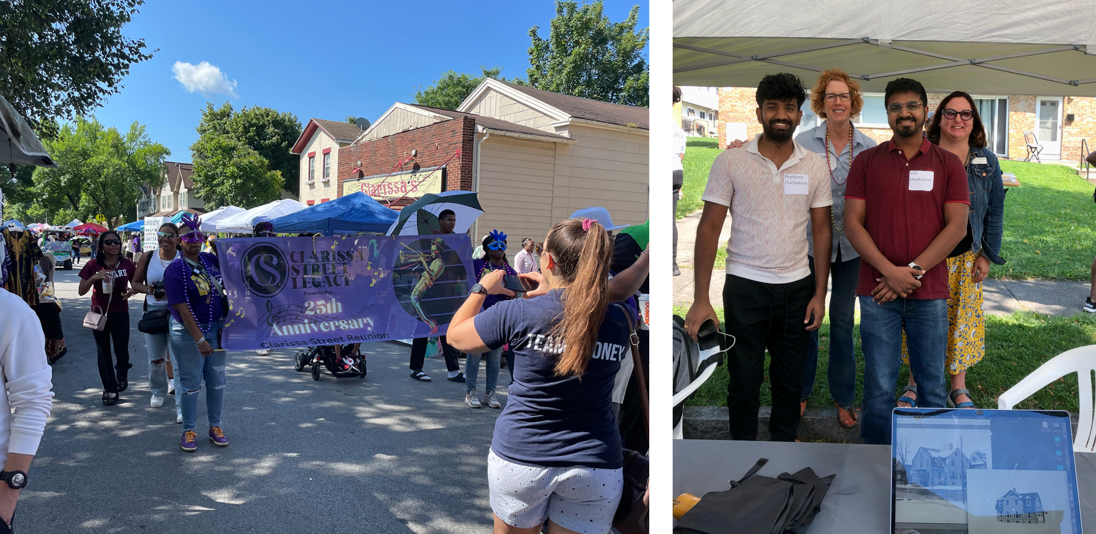 Participants testing AR prototype during Clarissa Street Reunion, showing real-world user interaction