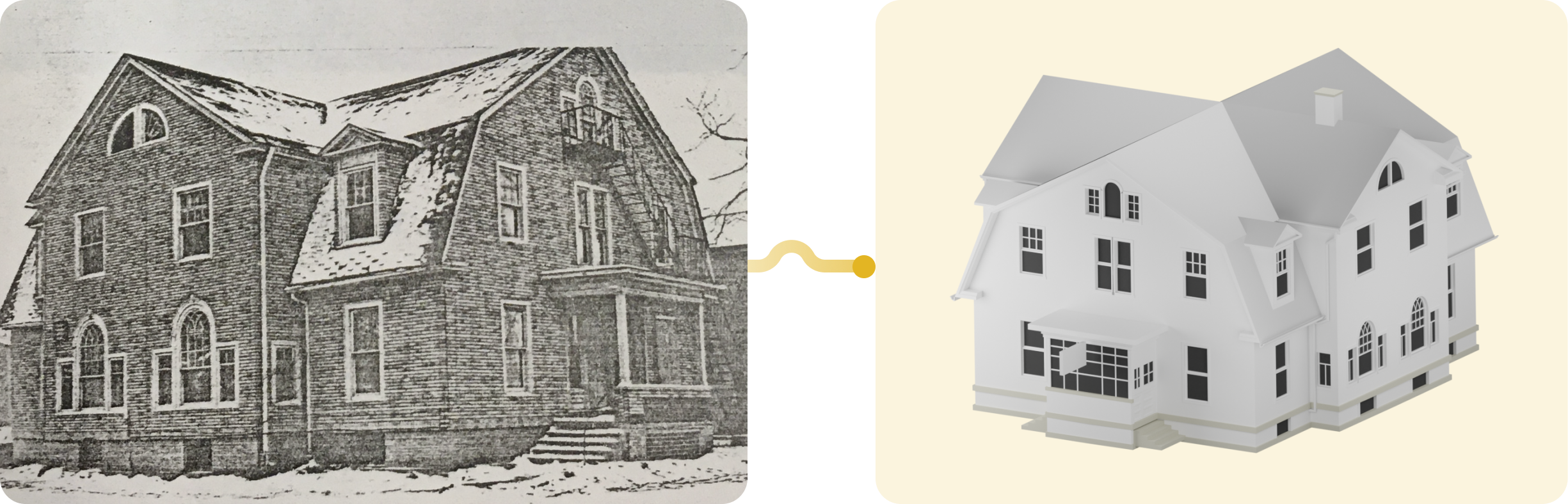 3D model creation process from historical building photographs to digital reconstruction