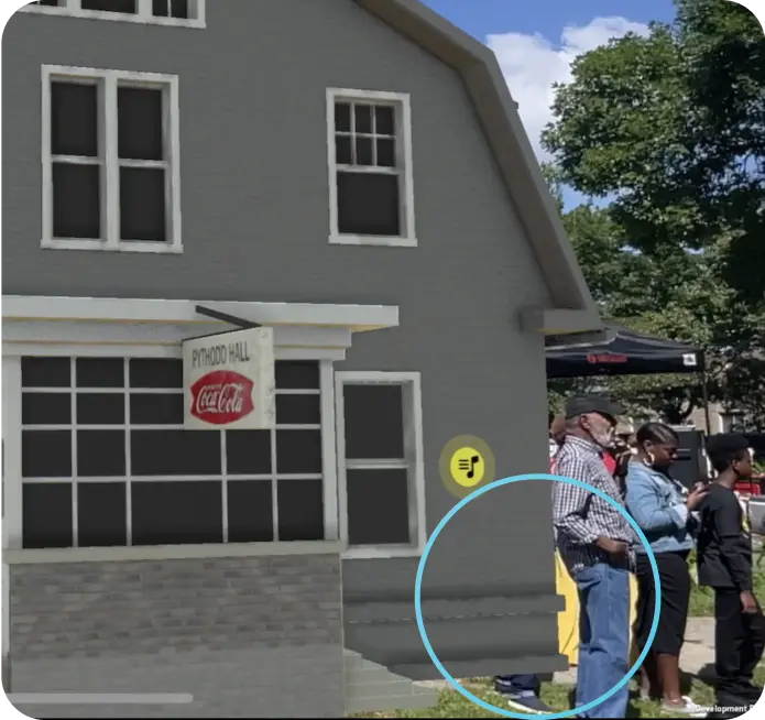 Participants interacting with AR prototype showing ray-based interaction areas