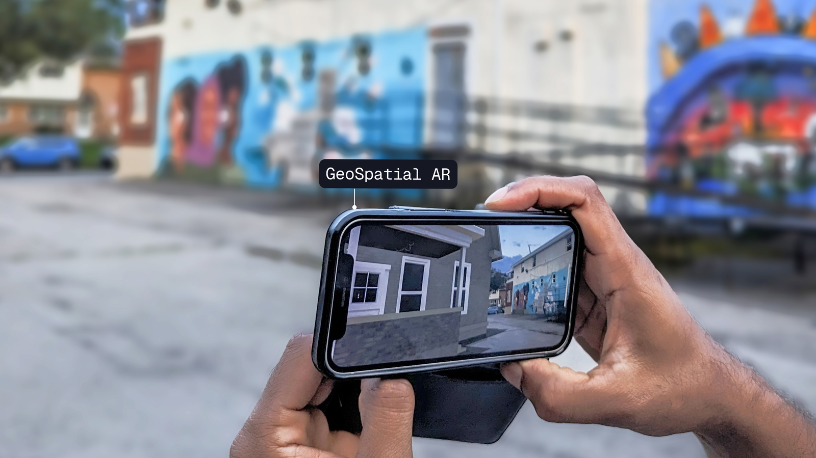 AR prototype showing historical building reconstruction in outdoor location